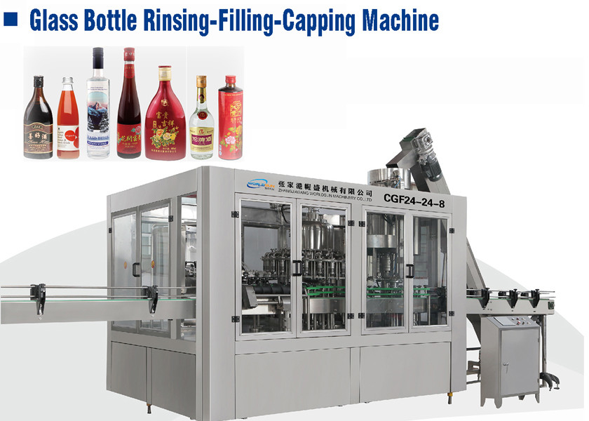 Monobloc CGF24/24/8 12000BPH Glass Bottle Filling and capping 2 in 1 or 3 in 1 Machine